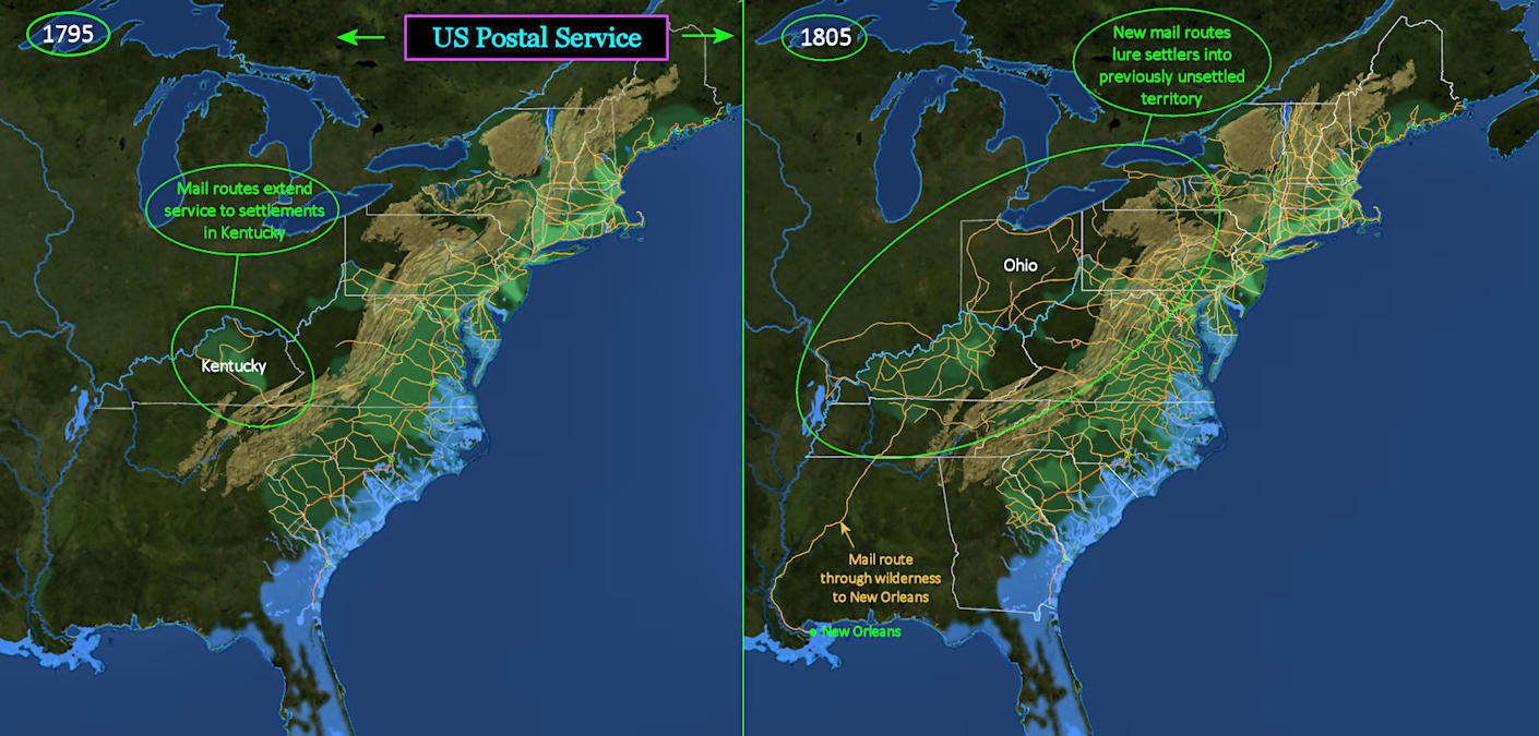 Postal Service, 1800 map